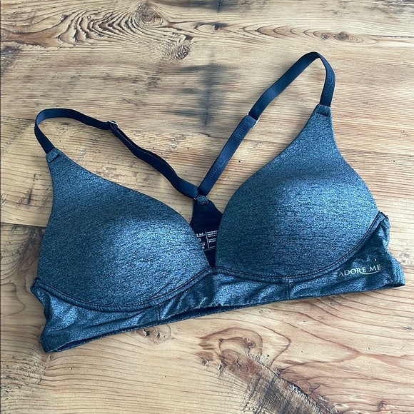 Adore Me Black/Grey T-Shirt Bra racer back with Molded Cups - Picture 1 of 6